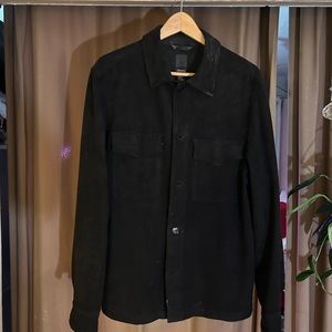 Suede-like black winter shirt